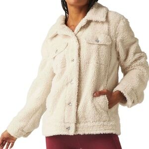 Mable Anthropologie Sherpa Cream Jacket Pea Coat Medium Large Pockets Buttons
